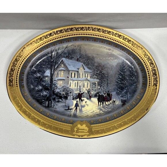 THOMAS KINKADE "Home For The Holidays" Platter Bradford Exchange Limited Edition - Picture 1 of 8